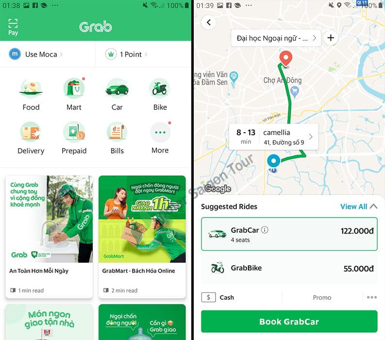 Grab or Be App for Rides