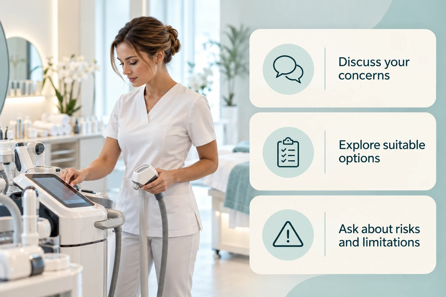 Understanding Lipo Sculpt: Discuss your concerns; Explore suitable options; Ask about risks and limitations