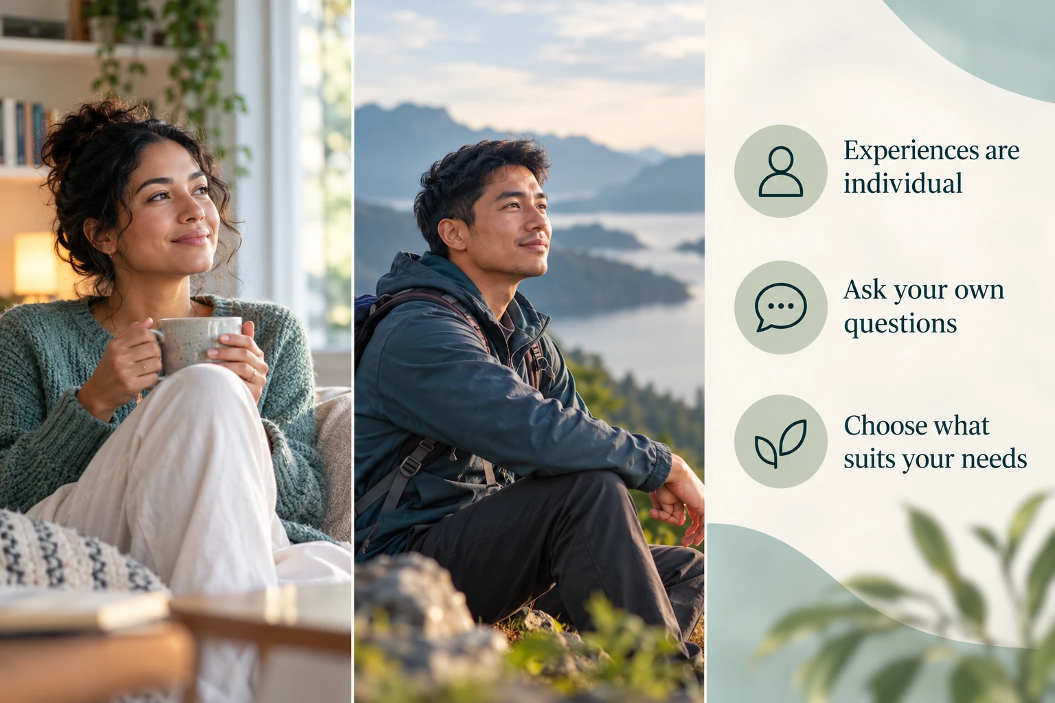 Our Approach to Patient Care: Experiences are individual; Ask your own questions; Choose what suits your needs