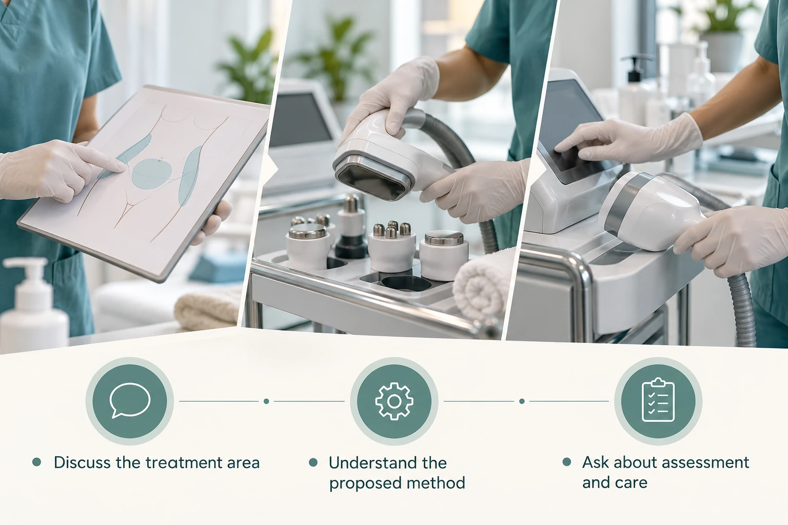 How Lipo Sculpt Works: Discuss the treatment area; Understand the proposed method; Ask about assessment and care