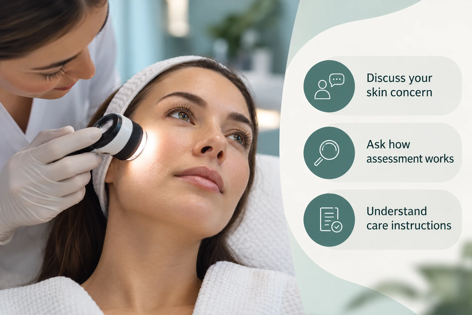Skin-Focused Treatments: Discuss your skin concern; Ask how assessment works; Understand care instructions