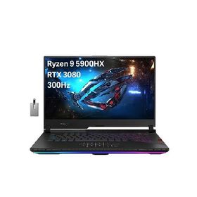 ASUS 2023 ROG Strix Scar 15 15.6" 300Hz IPS Type FHD Gaming Laptop, AMD Ryzen 9 5900HX, 64GB RAM, 2TB PCIe SSD, RGB Backlit Keyboard, GeForce RTX 3080