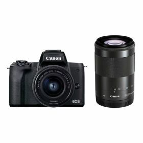 【中古】【1年保証】【美品】Canon EOS Kiss M2 ダブルズームキット 15-45mm 55-200mm ブラック