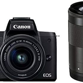 【中古】Canon ミラーレス一眼カメラ EOS Kiss M2 ダブルズームキット ブラック KISSM2BK-WZK