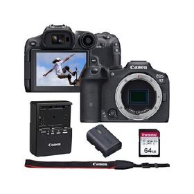 【平行輸入品】Canon EOS R7 4K Video Recording Mirrorless Camera (Body) with 64GB Fast Transcend Memory Card, Black