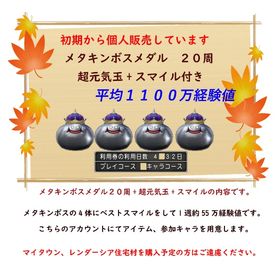 【12年間BAN無】メタキンボス20週 平均1100万経験値 超元気玉+スマイル付 | ドラクエ10(DQX)のゴールド、RMTの販売・買取一覧