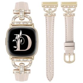 Minyee レザーバンド レディース Fitbit Versa 4/Versa 3/Sense 2/Senseバンド ドレッシーなキラキラ光るスリム