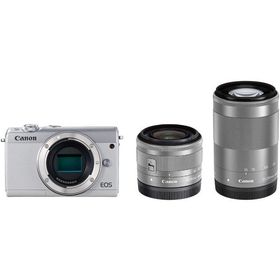 キヤノン Canon EOS M100 EF-M 15-45mm 55-200mm ダブルレンズキット ホワイト ミラーレス一眼 カメラ 中古