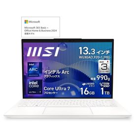 MSI｜エムエスアイ 13.3型 Prestige 13 AI Evo A1M(Core Ultra 7/メモリ 16GB/1TB SSD)マットホワイト Prestige-13-AI-Evo-A1MG-0653JP 返品種別A