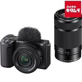 ソニー VLOGCAM ZV-E10 II ダブルズームレンズキット ブラック [ZV-E10M2X B] SONY ミラーレス一眼カメラ Vlogカメラ 自撮り対応 4K60P 高速AF Wi-Fi搭載 スマホ転送対応