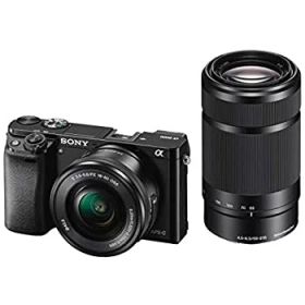 【中古】 ソニー ミラーレス一眼 α6000 ダブルズームレンズキット E PZ 16-50mm F3.5-5.6 OSS + E 55-210mm F4.5-6.3 OSS ブラック ILCE-6000Y B