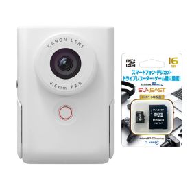 マイクロSDカード16GB付き 【送料無料】Canon キヤノン PowerShot V10 WH ホワイト コンパクト Vlogカメラ【転送不可】【unable to transfer】