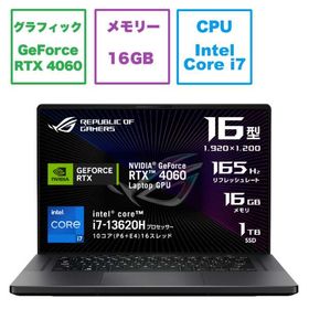 メーカー再生品 ASUS｜エイスース GU603VV-I73R4060G ゲーミングノートパソコン ROG Zephyrus G16 エクリプスグレー GU603VV-I73R4060G 16.0型 /Windows11 Home /intel Core i7 /メモリ：16GB /SSD：1TB