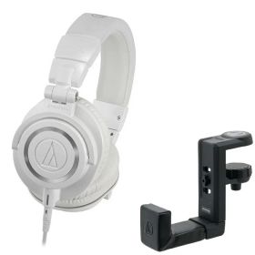 【在庫在り 即納可能】 audio-technica オーディオテクニカ ATH-M50X WH 白 モニターヘッドホン + AT-HPH300 ヘッドホンハンガー《送料無料》