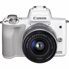 【中古】キヤノン Canon EOS Kiss M ホワイト レンズキット EOSKISSMWH-1545ISSTMLK