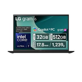 16Z90TL-GU85J ノートパソコン LG gram 16 オブシディアンブラック 16Z90TL-GU85J 16.0型 Windows11 Home intel Core Ultra 7 メモリ：32GB SSD：512GB