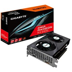 GIGABYTE Radeon RX 6400 Eagle 4Gグラフィックスカード、WINDFORCE 2X冷却システム、4GB 64ビットGDDR6、GV-R64EAGLE-4GD ビデオカード。