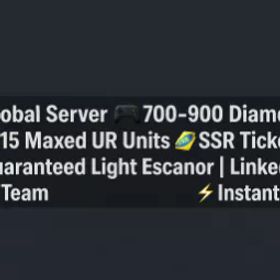 🌍 海外|🎮 700–900ダイヤモンド |🌟 最大5–15のURユニット(ランダム) + 🎟️ SSR チケット x15–20 |⭐ 保証付きライトエスカナー |🔥 リンク先 闇 チーム |⚡ インスタ