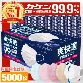 ＼11/30まで限定価格！／ マスク 不織布マスク プリーツマスク 不織布 大人 子供 5000枚 50枚 100箱 小さめ 使い捨てマスク オメガプリーツ ウイルス 花粉 PM2.5 99%カット Sokaiteki Premium 白 ホワイト 送料無料