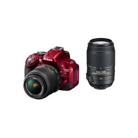 中古 １年保証 美品 Nikon D5200 18-55mm 55-300mm VR レッド ダブルズームキット