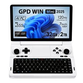 GPD｜ジーピーディー ポータブルゲーミングPC GPD WIN Mini 2025 ホワイト GPDMINI-25WH-3220R [7.0型 /Windows11 Home /AMD Ryzen AI 9 /メモリ：32GB /SSD：2TB /英語版キーボード /2025年3月モデル]