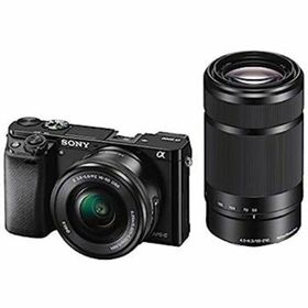 【中古】ソニー ミラーレス一眼 α6000 ダブルズームレンズキット E PZ 16-50mm F3.5-5.6 OSS + E 55-210mm F4.5-6.3 OSS ブラック ILCE-6000Y B(ミラーレス一眼)