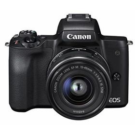 【中古】Canon ミラーレス一眼カメラ EOS Kiss M 標準ズームキット ブラック EOSKISSMBK-1545ISSTMLK(ミラーレス一眼)