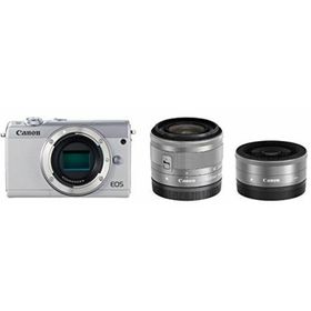 【中古】Canon ミラーレス一眼カメラ EOS M100 ダブルレンズキット ホワイト EOSM100WH-WLK(ミラーレス一眼)