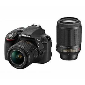 【中古】（非常に良い）Nikon デジタル一眼レフカメラ D3300 ダブルズームキット ブラック D3300WZBK(デジタル一眼)