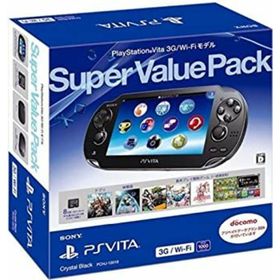 【中古】「非常に良い」PlayStation Vita Super Value Pack 3G/Wi-Fiモデル クリスタル・ブラック（メーカー生産終了）(家庭用ゲーム機本体)