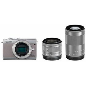 【中古】「非常に良い（無料延長保証）」Canon ミラーレス一眼カメラ EOS M100 ダブルズームキット グレー EOSM100GY-WZK(ミラーレス一眼)