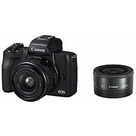 【中古】（非常に良い）Canon ミラーレス一眼カメラ EOS Kiss M ダブルレンズキット ブラック EOSKISSMBK-WLK(ミラーレス一眼)