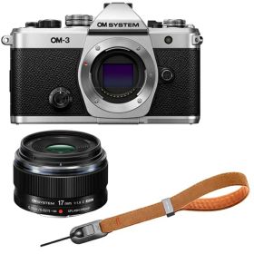 OM SYSTEM オーエムシステム OM-3 ボディ シルバー＋17mm F1.8 II レンズ＋P-CB-295(アースブラウン)セット