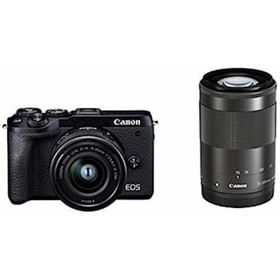 【中古】（非常に良い）Canon ミラーレス一眼カメラ EOS M6 Mark II ダブルズームキット ブラック EOSM6MK2BK-WZK(ミラーレス一眼)
