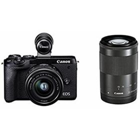 【中古】「非常に良い」Canon ミラーレス一眼カメラ EOS M6 Mark II ダブルズームEVFキット ブラック EOSM6MK2BK-WZEVFK(ミラーレス一眼)