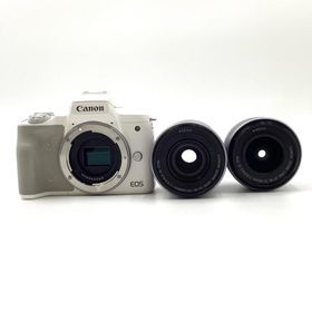【全額返金保証】【最速発送】Canon デジタル一眼 EOS Kiss M2 ダブルズームキット ホワイト 動作確認済