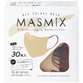 マスミックス MASMiX MASMIXマスク 30枚 Latte Beige×Wine Red （ラテベージュ×ワインレッド）