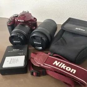 美品 Nikon D3400 ダブルズームキット レッド デジタル一眼レフカメラ