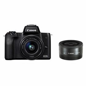 【中古】【1年保証】【美品】Canon EOS Kiss M ダブルレンズキット 15-45mm IS STM + 22mm F2 STM ブラック