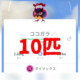 【トレード】通常ダイマックスココガラ10匹 | ポケモンGOのトレード(モンスター)、RMTの販売・買取一覧