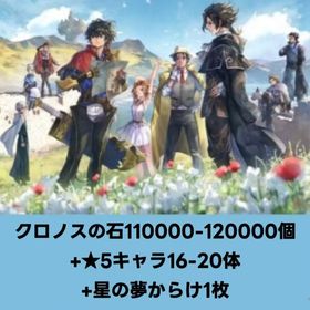 クロノスの石110000-120000個+★5キャラ16-20体+星の夢からけ1枚 | アナザーエデン(アナデン)のアカウントデータ、RMTの販売・買取一覧