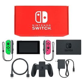 Nintendo Switch本体 カラーカスタマイズ /Joy-Con(L)ネオングリーン(R)ネオンピンク/Joy-Conストラップ(L/R)ブラック ニンテンドースイッチハード