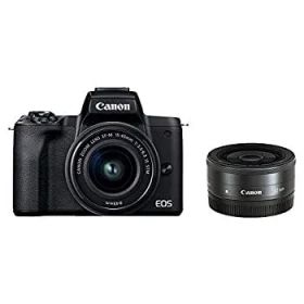 【中古】「非常に良い」Canon ミラーレス一眼カメラ EOS Kiss M2 ダブルレンズキット ブラック KISSM2BK-WLK