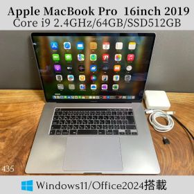 ［新品バッテリー/GPU搭載］Apple MacBook Pro 16inch 2019/Core i9 2.4GHz/64GB/SSD512GB/Windows11/Office 2024/435