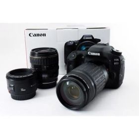 キヤノン Canon EOS 80D 単焦点&標準&望遠トリプルレンズセット 美品 SDカード付き