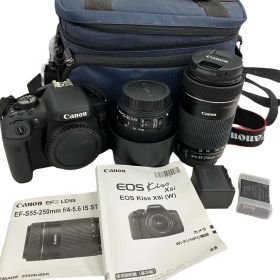 186000 現状品 canon キャノン デジカメ 一眼レフEOS Kiss x8i レンズ2点セット DS126571 【レンズ】EFS18-55mm ,EFS55-250mm ブラック