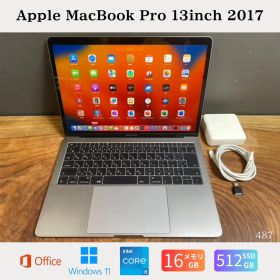 ［新品バッテリー］Apple MacBook Pro 13inch 2017/Core i5 2.3GHz/メモリ16GB/SSD512GB/Windows11/Office 2024/487