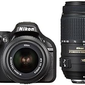 【中古】Nikon デジタル一眼レフカメラ D5200 ダブルズームキット AF-S DX NIKKOR 18-55mm f/3.5-5.6G VR/ AF-S DX NIKKOR 55-300mm f/4.5-5.6G ED VR ブ