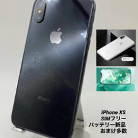 iPhoneXS 64GB スペースグレイ /新品バッテリー/シムフリー/新品おまけ付 XS-003