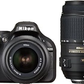 【中古】Nikon デジタル一眼レフカメラ D5200 ダブルズームキット AF-S DX NIKKOR 18-55mm f/3.5-5.6G VR/ AF-S DX NIKKOR 55-300mm f/4.5-5.6G ED VR ブ